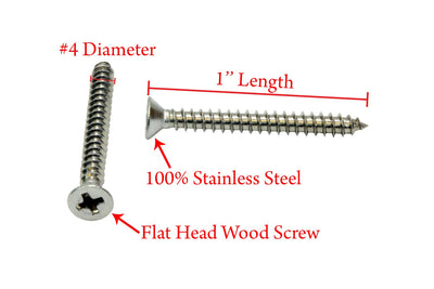 12 X 1-3/4'' Stainless Flat Head Phillips Wood Screw, (25 pc), 18-8 (304) Stainless Steel