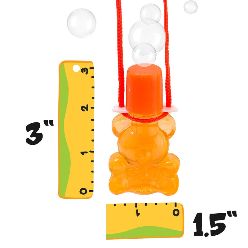 Kicko Bear Bubble Bottle Necklaces - Pack of 12 - Bottle 1.5 X 3 Inches, 30 Inch Cord