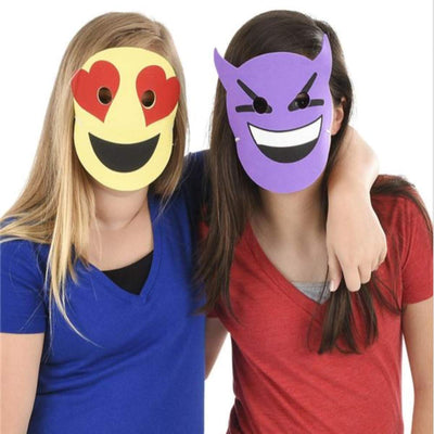 Kicko Foam Emoticon Masks - 12 Pack - 7.5 Inch - for Kids, Party Favors, Stocking