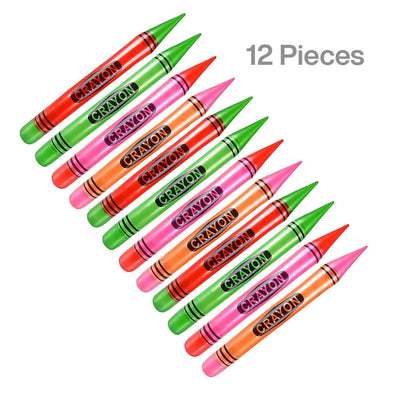 Kicko Inflatable Crayons - 12 Pack - 24 Inch - for Kids, Party Favors, Stocking Stuffers