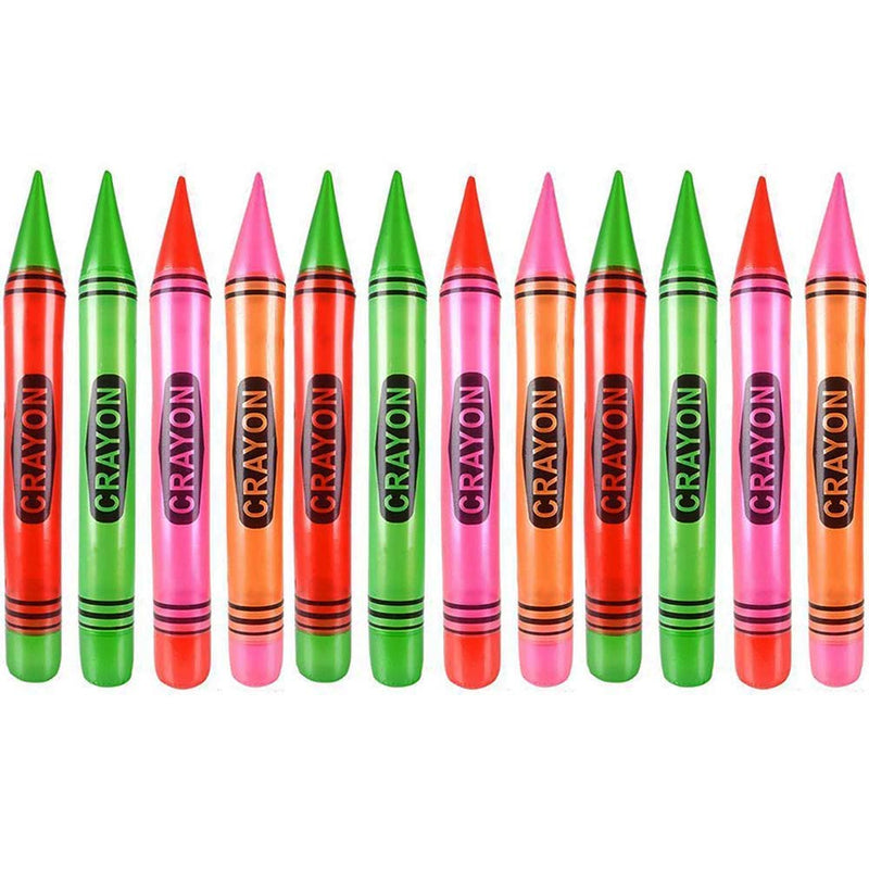 Kicko Inflatable Crayons - 12 Pack - 24 Inch - for Kids, Party Favors, Stocking Stuffers