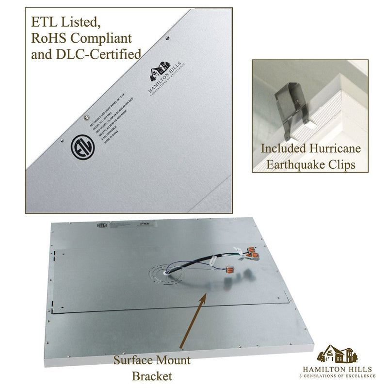 Hamilton Hills Square LED Panel Recessed in Ceiling Tile Light or Ceiling or Thin Flush