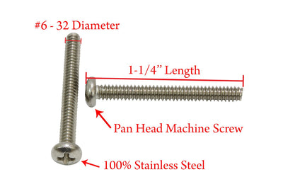 6-32 X 2-1/2" Stainless Pan Head Phillips Machine Screw (50 pc) 18-8 (304) Stainless