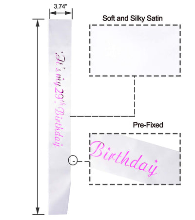 29th Birthday, 29th Birthday Gifts for Women, 29th Birthday Tiara, 29th Birthday Sash