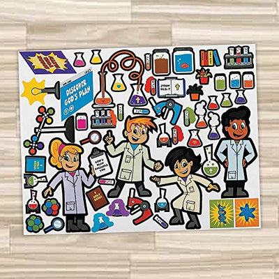 Kicko Make-a-Science Lab Sticker - 12 Pack Religious Laboratory Sticker Scenes for Party