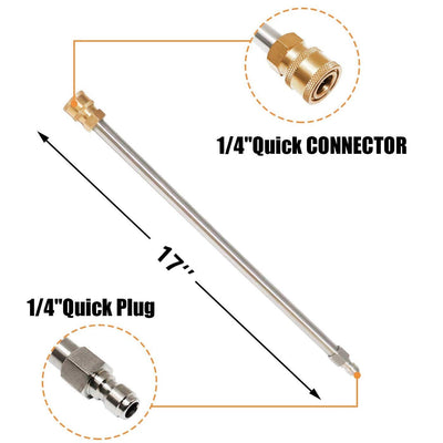 17Inch Pressure Washer Extension Wand - 1/4-Inch Quick Connect Stainless Steel Power