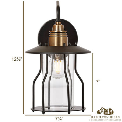 Hamilton Hills Vintage Wire Caged Glass Outdoor Wall Sconce Light | Exposed Rustic