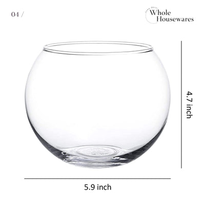 WHOLE HOUSEWARES | Clear Bubble Bowl | 4-Piece Set | Glass Vase-Glass Fish Bowl (D6 X H4