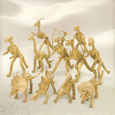 Kicko Assorted Dinosaur Fossil Skeleton 3D Toys - 6 to 7 Inch Figures -12 Pieces -