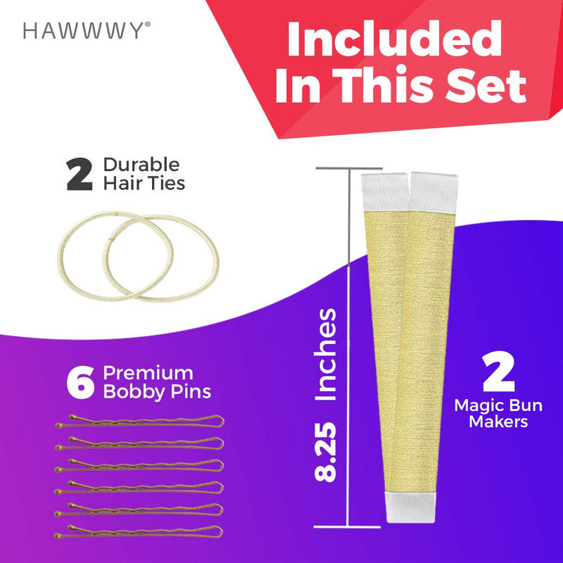 Hawwwy 10-Piece Blonde Bun Maker For Hair - Hair Buns, Hair Ties, And Bobby Pin to make