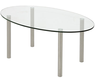 Modern Glass Coffee Table | Stainless Brushed Metal Leg Clear Glass Top Designer Tables