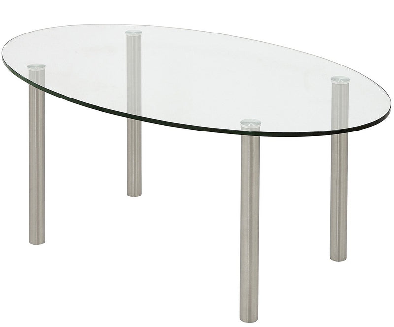 Modern Glass Coffee Table | Stainless Brushed Metal Leg Clear Glass Top Designer Tables