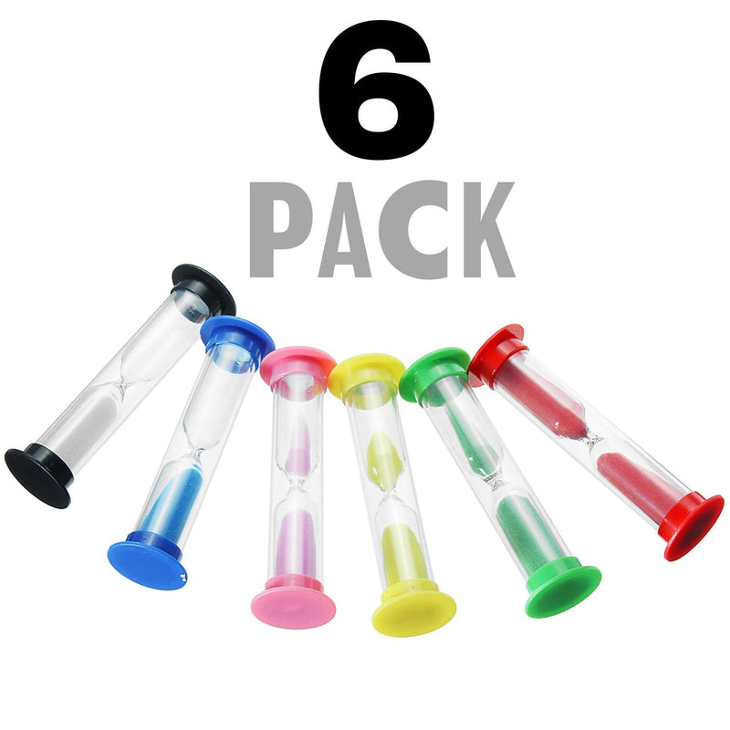 Kicko 2 Minute Sand Times Timers - 6 Pack - Hourglass Clock - for Party Favors, Kids Toys