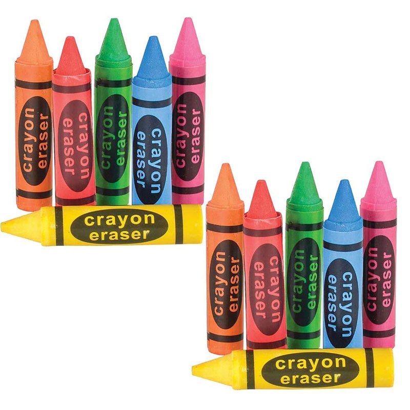 Kicko Crayon Shaped Erasers - 12 Pack Rubber Pencil Eraser - for School Supplies, Party