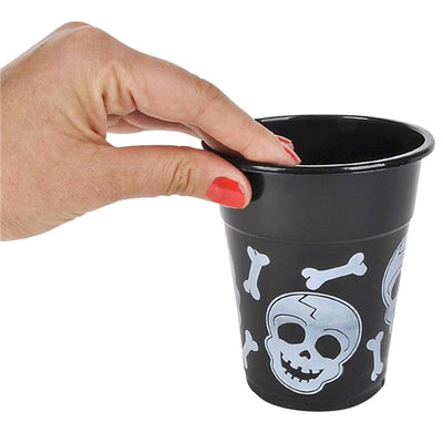 Kicko Skull and Bones Party Cups - 100 Pack - Disposable Drink Cups for Kids and Adults