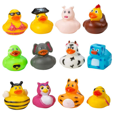 Kicko Assorted Rubber Ducks - 2 Inches - for Kids, Sensory Play, Stress Relief, Novelty