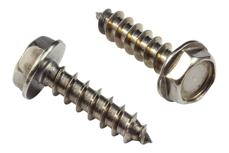 10 X 3/4" Stainless Indented Hex Washer Head Screw, (50 pc), 18-8 (304) Stainless Steel