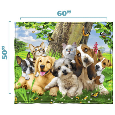 Fleece Throw Blanket by Howard Robinson (Puppy and Kitten Pals