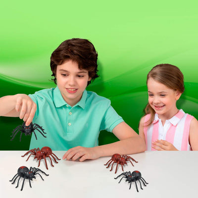 Kicko Wind-Up Spider - Pack of 12, 3 Inch Black and Brown Scary Spiders with Wheels