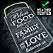 Bless Our Family Food Love Sign - Heart Warming Quote - Strong PVC w/ Rope for Hanging