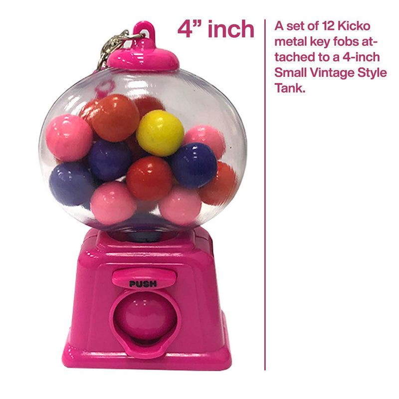 Kicko 4 Inch Gumball Dispenser Keychain with Gumballs Included - 12 Pack Mini Backpack