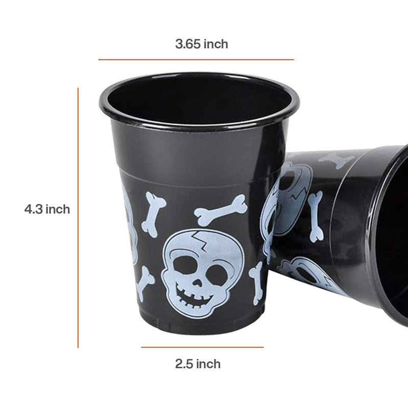 Kicko Skull and Bones Party Cups - 100 Pack - Disposable Drink Cups for Kids and Adults