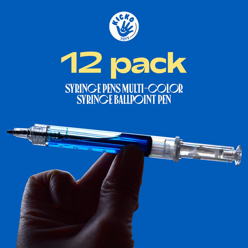 Syringe Pens - 12 Pack Multi-Color Syringe Pen - Writes In Blue Or Black Ink