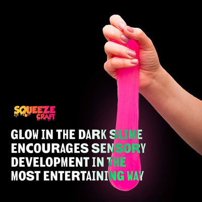 Squeeze Craft 6 Pack Pink Glow in the Dark Frudge Putty - 2 oz. Per Container, Neon Sludgy