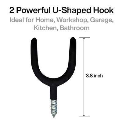 Katzco Strong Utility Holder - Set of 2 Powerful U-Shaped Hooks - Ideal for Home