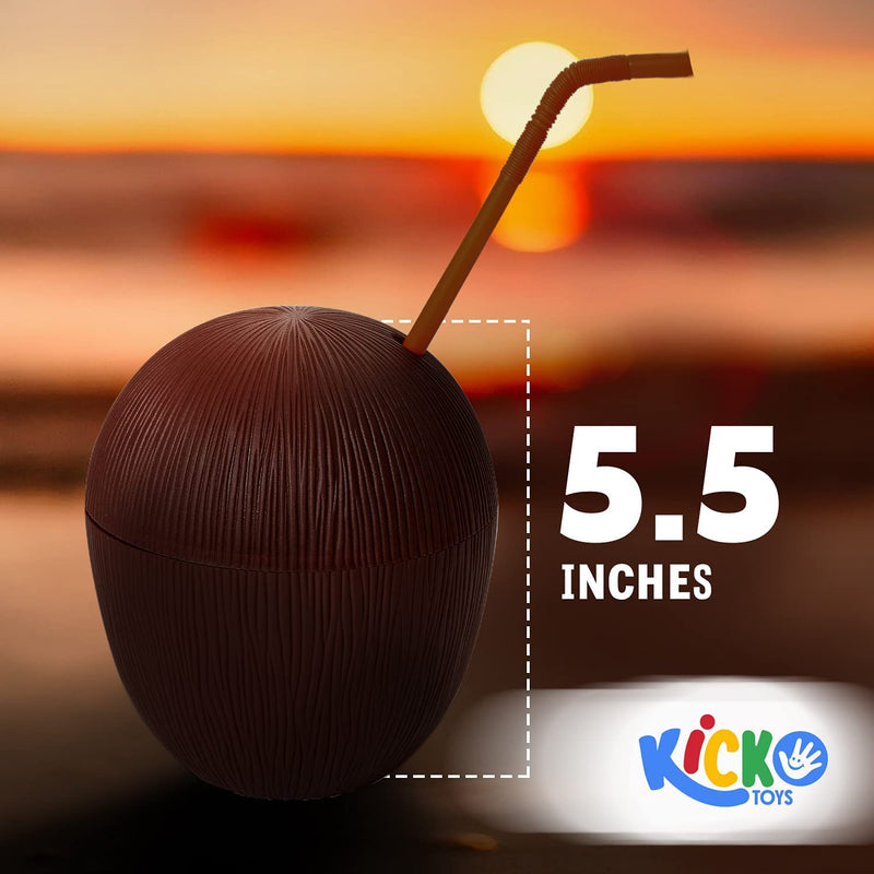 Kicko Coconut Cup - 6 Pack - 5.5 Inches Cool and Fun Plastic Coconut Cups for Beachside