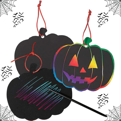 Neliblu Halloween Scratch Art Paper Crafts Kit Bulk Pack of Halloween Pumpkins with Magic