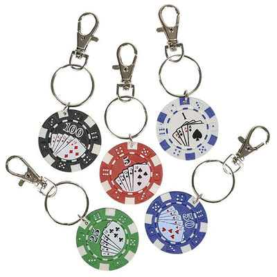 Kicko 1.5 Inch Poker Chip Keychain - 12-Pack Mini Backpack Carabiner Clip - Keyring