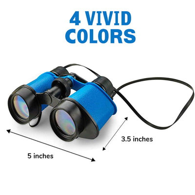 Kicko Toy Binoculars with Neck Strings - 4 Pack - 3.5 x 5 Inches - Colorful Novelty Binos