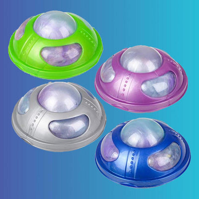 Kicko Rainbow UFO Alien Slime - Pack of 12 Colored, Gooey Slimes with 3 Inch Alien UFO