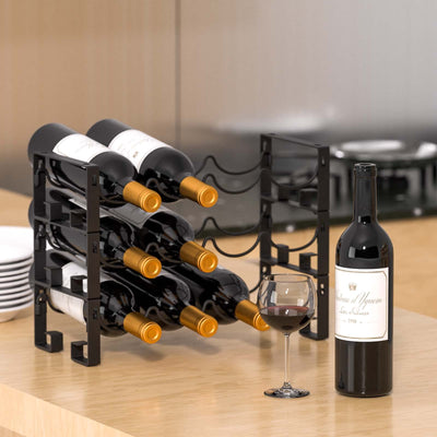 3 Tier Stackable Wine Rack Countertop, Wine Bottle Holder For 12 Bottles, Wine