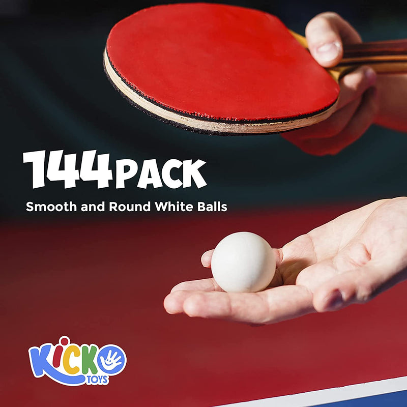 Kicko Plastic Balls-144 Pack-1.5 Inch Smooth and Round White Balls for Ping Pong, Table