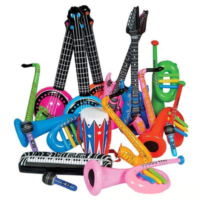 Kicko Rock Band Instrument Inflate Assortment - 24 Pack - Cool and Fun Inflatable Musical