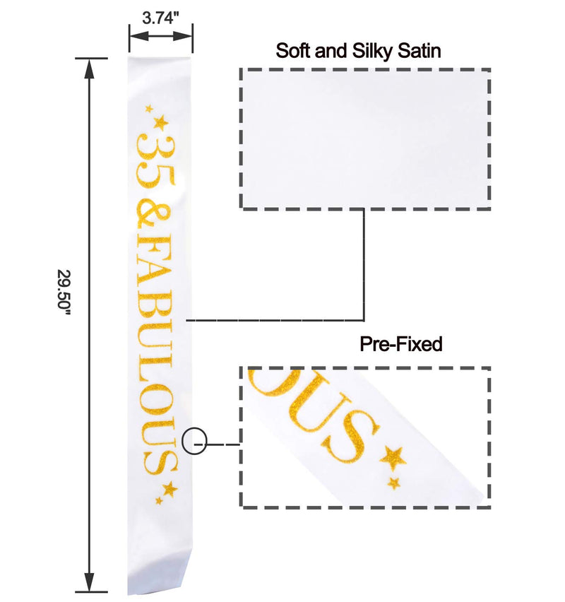 35th Birthday Gifts for Woman, 35th Birthday Tiara and Sash Gold, HAPPY 35th Birthday