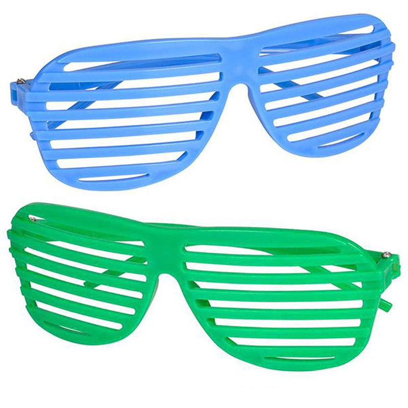 Kicko Neon Shutter Glasses - 12 Pack 80s Style Unisex No Lens Aviators in Assorted