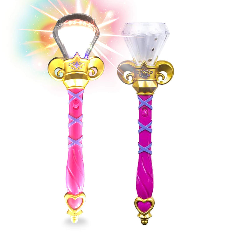 Kicko Light Up Magic Princess Wand - 14 Inch - 1 Pack - LED Spinning Diamond Magic Scepter