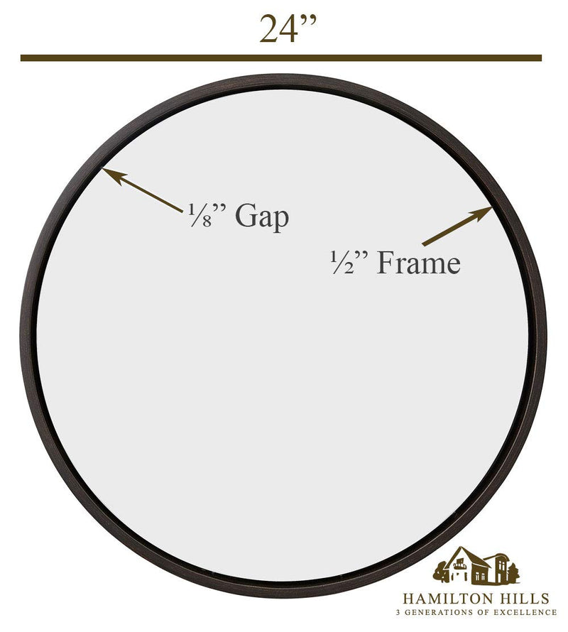 Hamilton Hills Clean Large Modern Wenge Wood 24" Circle Frame Wall Mirror | Contemporary