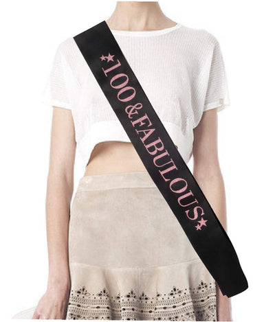 100th Birthday Sash And Tiara For Women - Fabulous Glitter Sash + Waves