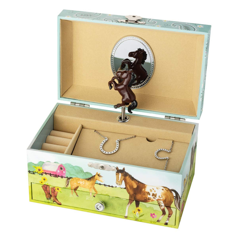 Jewelkeeper Horse Music Box & Little Girls Jewelry Set - 3 Horse Gifts