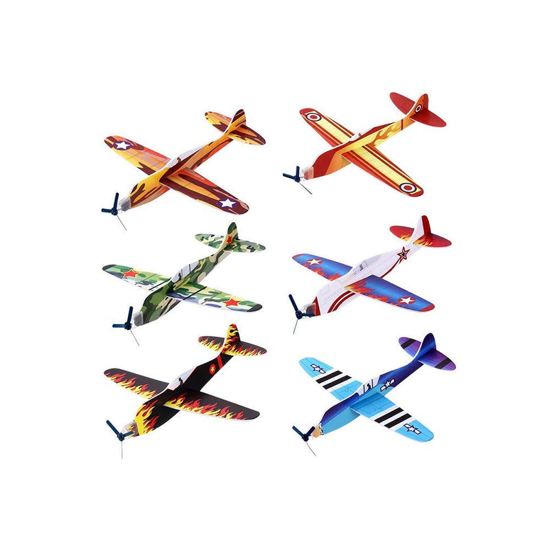 Kicko Foam Airplane Glider - 24 Pack - Colorful Slingshot Launcher Flying Plane -