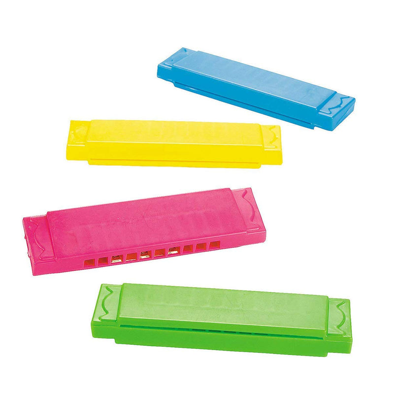 Kicko Plastic Harmonicas - Pack of 36 Colorful Wind Instrument for Beginners and Kids