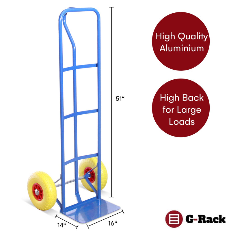 G-Rack P-Handle Sack Truck - High Back Steel Sack Barrow with Anti Puncture Tyres - Heavy