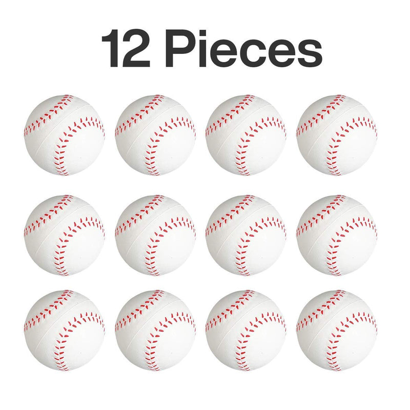 Kicko 2.5 Inch Baseball Stress Ball - 12 Pieces Squishy Sports Toy - Party s, Hand