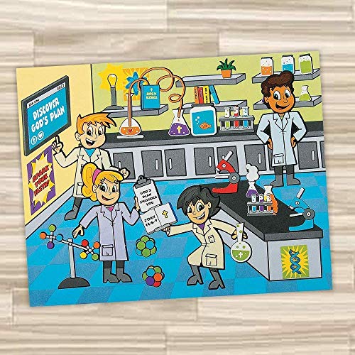 Kicko Make-a-Science Lab Sticker - 12 Pack Religious Laboratory Sticker Scenes for Party