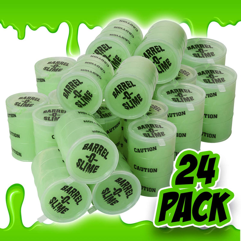 Kicko Glow in The Dark Slime Barrels - Neon Green Sludgy Gooey Fidget Toys - for Party