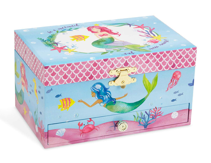 Jewelkeeper Mermaid Musical Jewelry Box, Underwater Design with Pullout Drawer, Over the